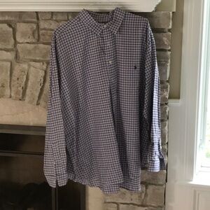 Ralph Lauren Blue, Brown and White Casual Button Down Shirt Big size